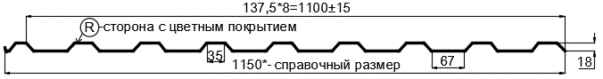 Фото: Профнастил МП20 х 1100 - R (ПЭ-01-7016-0.4±0.08мм) в Краснознаменске