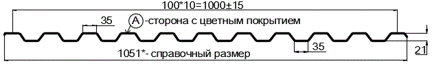 Фото: Профнастил С21 х 1000 - A (Steelmatt-20-7024-0.4±0.08мм) в Краснознаменске