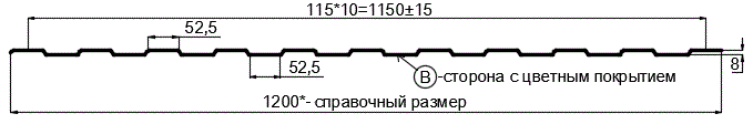 Фото: Профнастил С8 х 1150 - B (PureTech_Mat-20-7024-0,5) в Краснознаменске