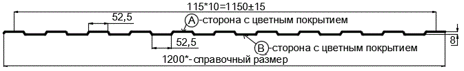 Фото: Профнастил С8 х 1150 - B Двусторонний (ПЭ_Д-01-8017-0.4±0.08мм) в Краснознаменске